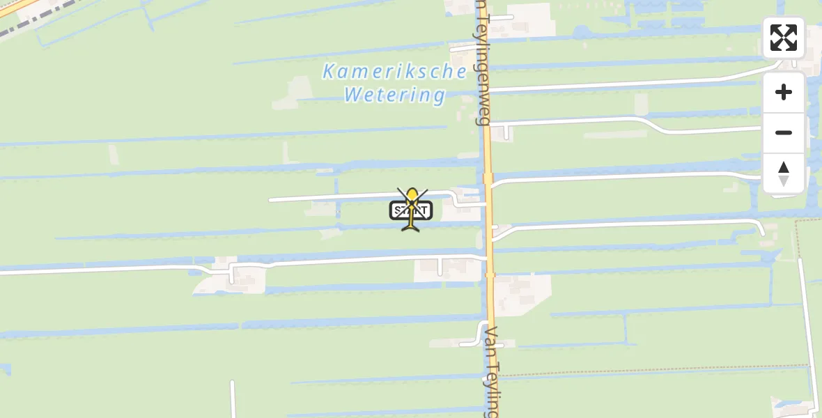 Routekaart van de vlucht: Politieheli naar Kamerik, Van Teylingenweg