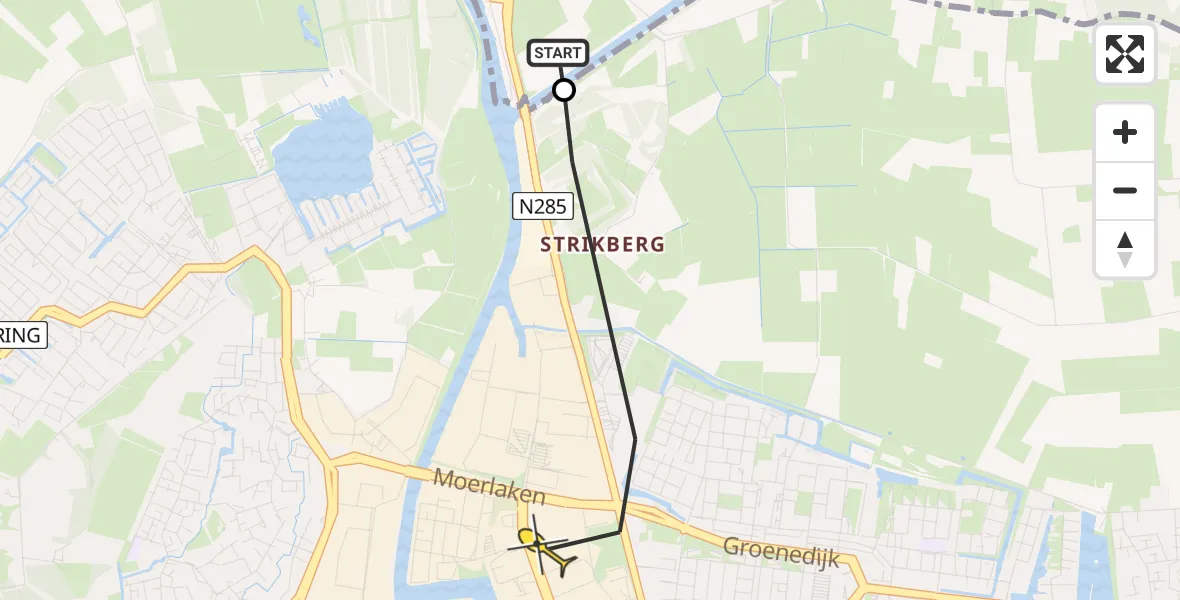 Routekaart van de vlucht: Politiehelikopter naar Breda, Konijnenberg