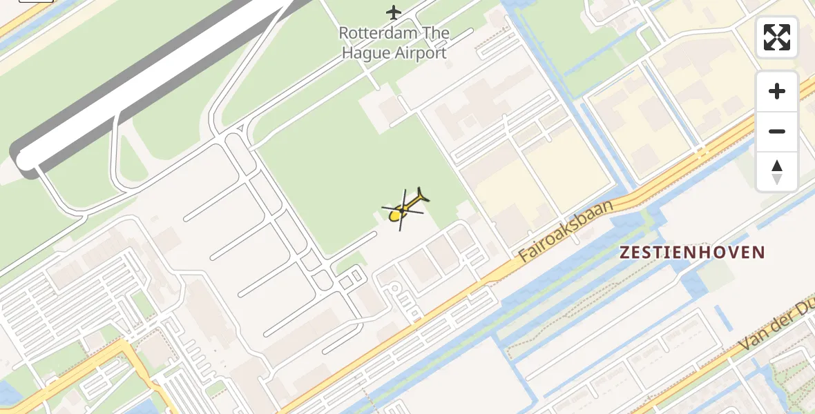 Routekaart van de vlucht: Politieheli naar Rotterdam The Hague Airport
