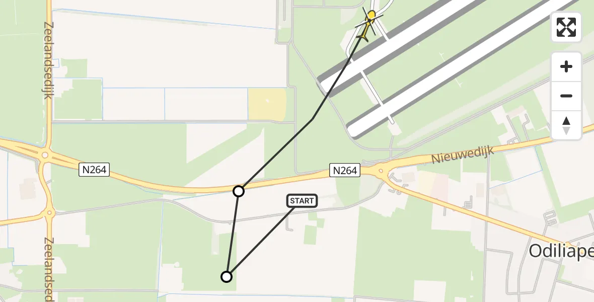 Routekaart van de vlucht: Lifeliner 3 naar Vliegbasis Volkel, Zeelandsedijk