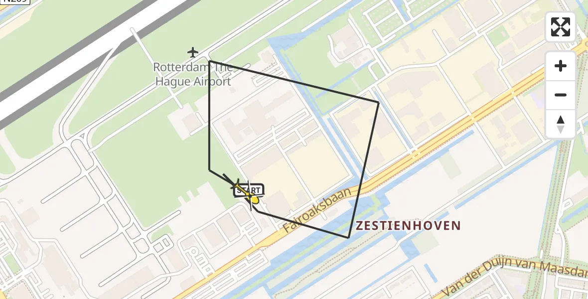 Routekaart van de vlucht: Lifeliner 2 naar Rotterdam The Hague Airport, Fairoaksbaan