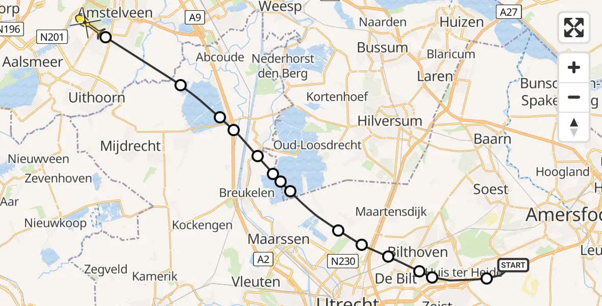 Routekaart van de vlucht: Politiehelikopter naar Aalsmeer, Richelleweg