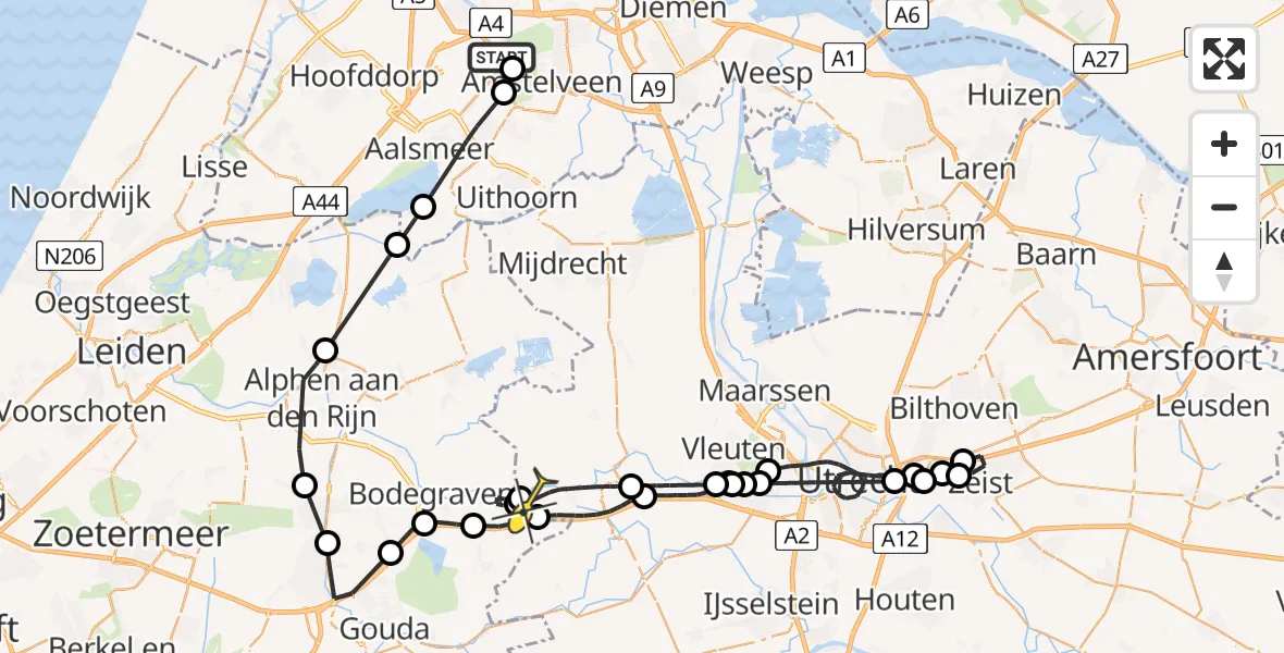 Routekaart van de vlucht: Politiehelikopter naar Woerden, Nieuwe Meerlaan