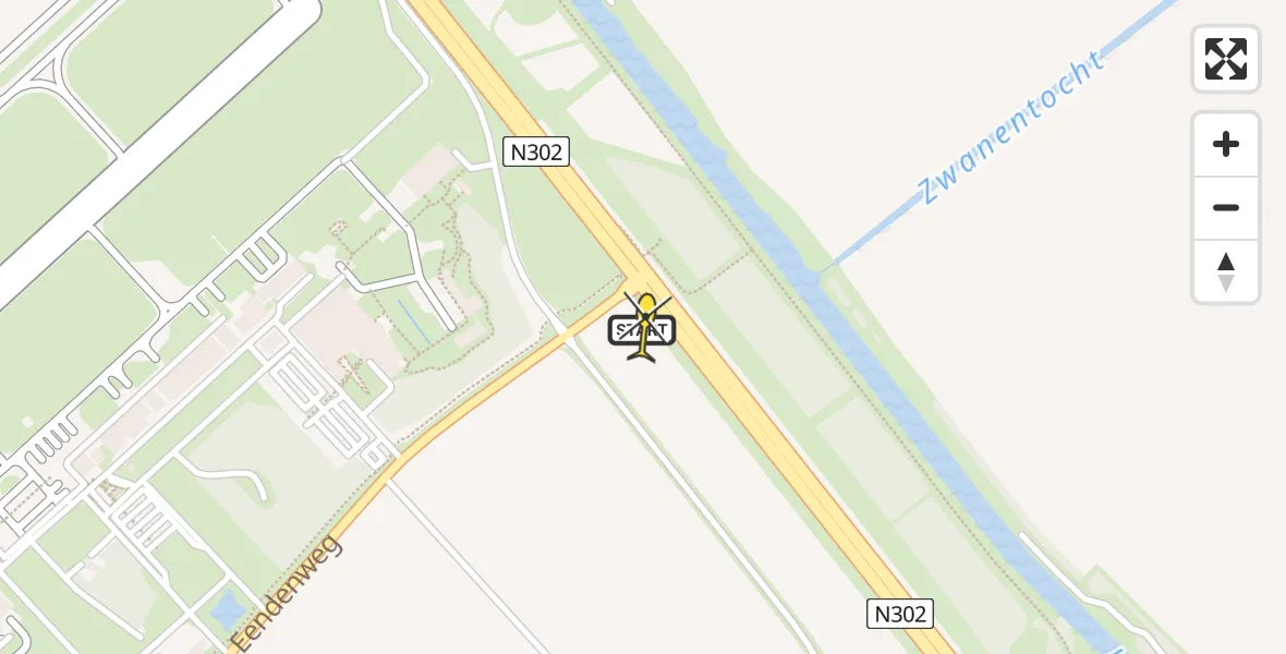 Routekaart van de vlucht: Lifeliner 1 naar Lelystad Airport, Larserweg