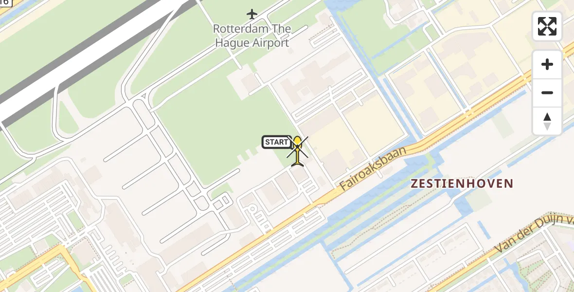 Routekaart van de vlucht: Traumaheli naar Rotterdam The Hague Airport, Brandenburgbaan