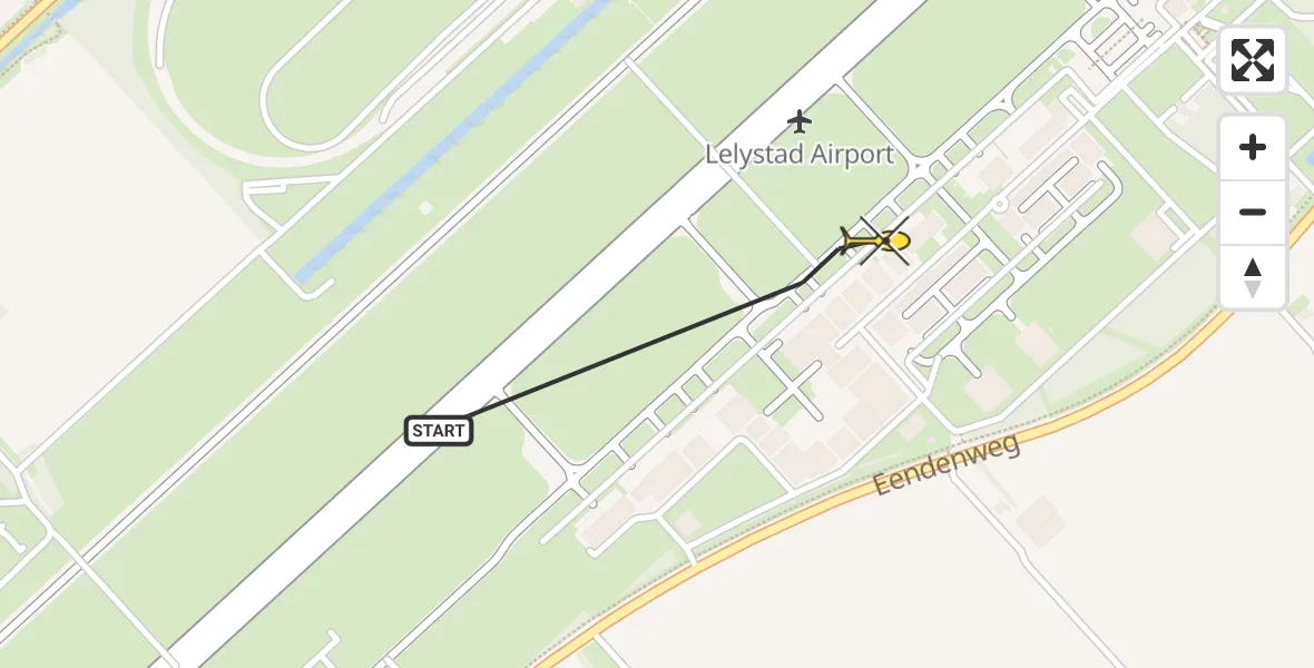 Routekaart van de vlucht: Lifeliner 1 naar Lelystad Airport, Emoeweg