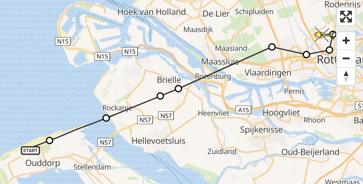 Routekaart van de vlucht: Lifeliner 2 naar Rotterdam The Hague Airport, Oosterduinpad
