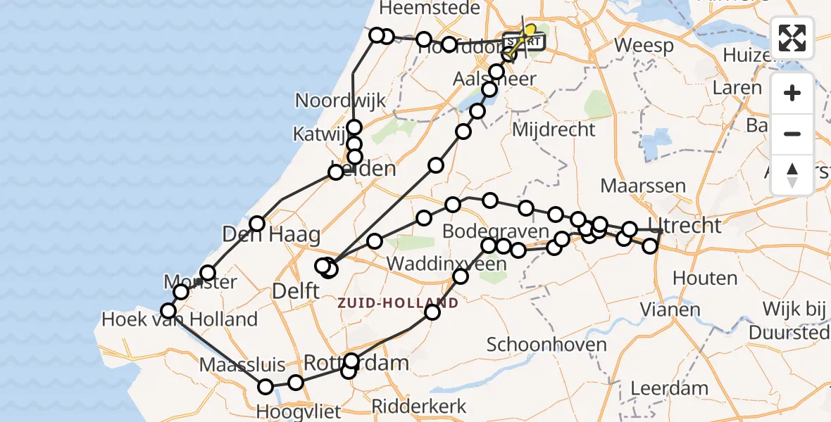 Vluchtroute Politiehelikopter van Schiphol naar Schiphol