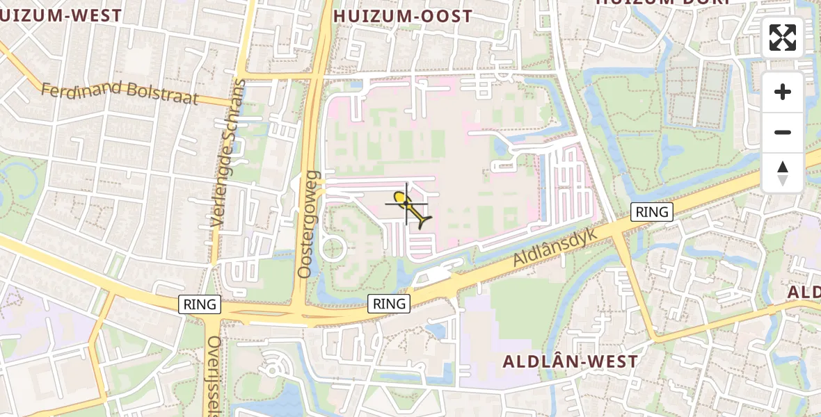 Routekaart van de vlucht: Ambulanceheli naar Leeuwarden