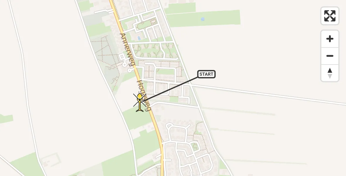 Routekaart van de vlucht: Lifeliner 4 naar Zuidlaren, Hogeweg