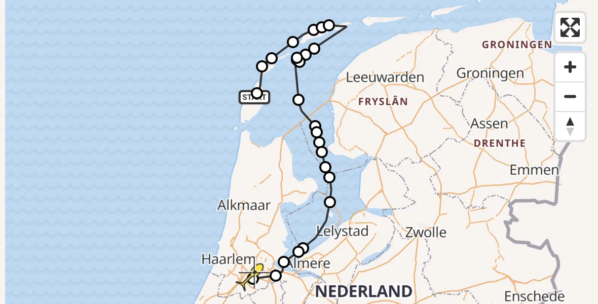 Routekaart van de vlucht: Politieheli naar Schiphol, Postweg