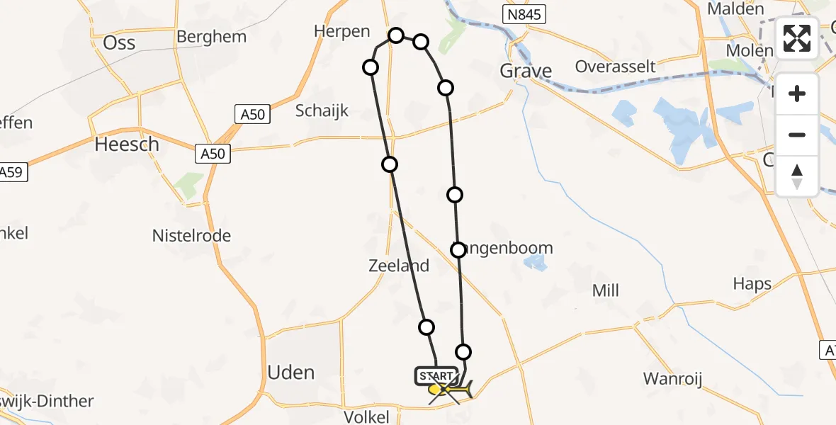Routekaart van de vlucht: Lifeliner 3 naar Vliegbasis Volkel, Houtvennen