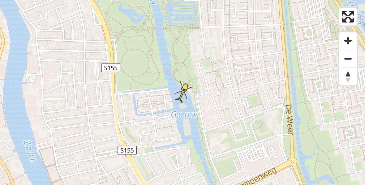 Routekaart van de vlucht: Lifeliner 1 naar Zaandam