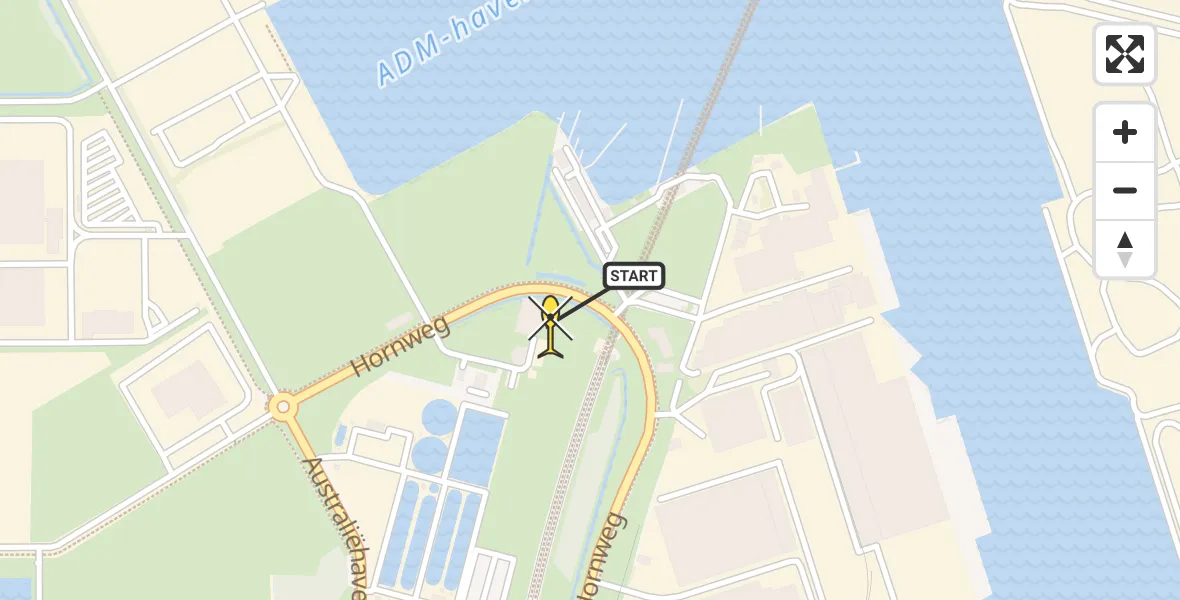 Routekaart van de vlucht: Lifeliner 1 naar Amsterdam Heliport, Hornweg