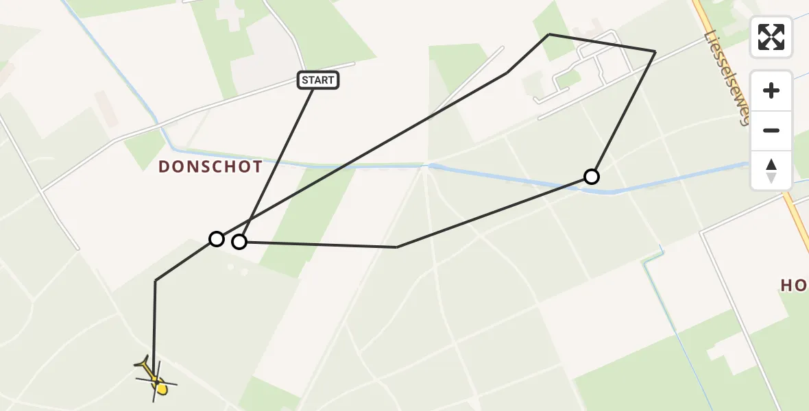Routekaart van de vlucht: Politiehelikopter naar Vlierden, Eikhofweg