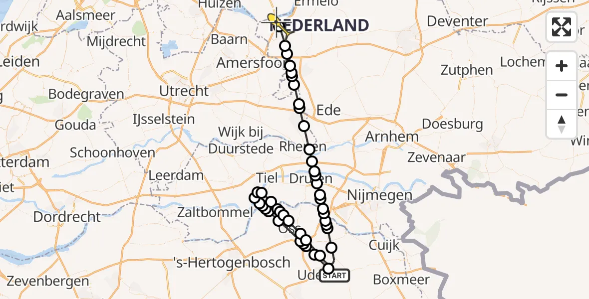 Routekaart van de vlucht: Lifeliner 3 naar Putten, De Bunders