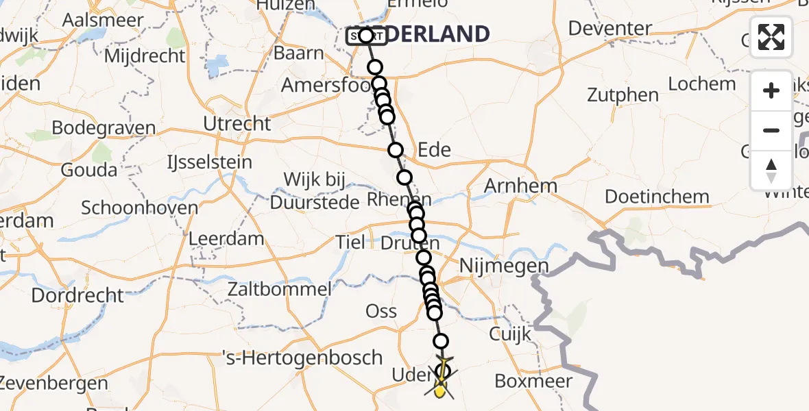 Routekaart van de vlucht: Lifeliner 3 naar Vliegbasis Volkel, Berencamperweg