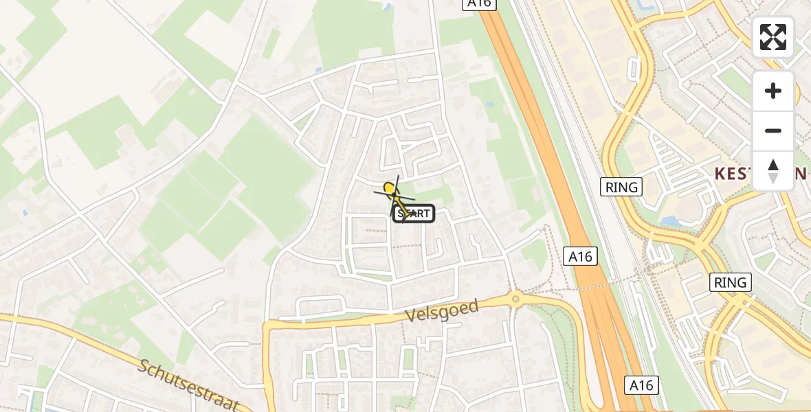 Routekaart van de vlucht: Lifeliner 2 naar Prinsenbeek, Meers