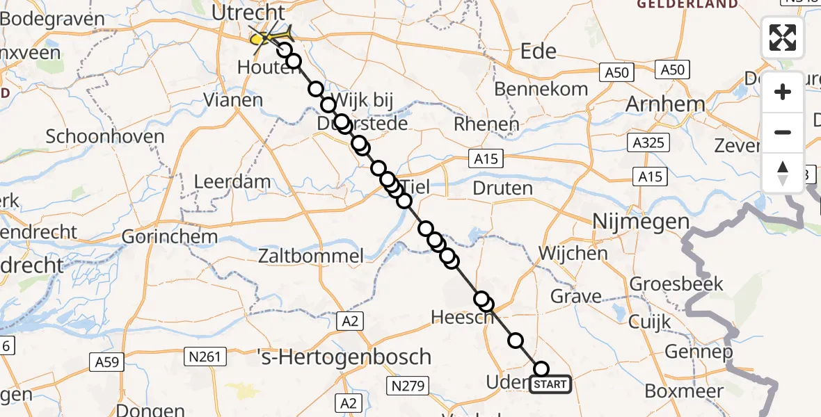 Routekaart van de vlucht: Lifeliner 3 naar Bunnik, Millsebaan