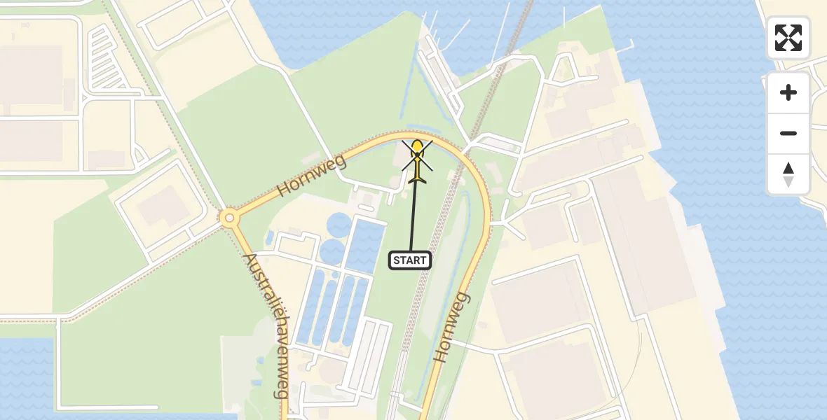 Routekaart van de vlucht: Lifeliner 1 naar Amsterdam Heliport, Hornweg