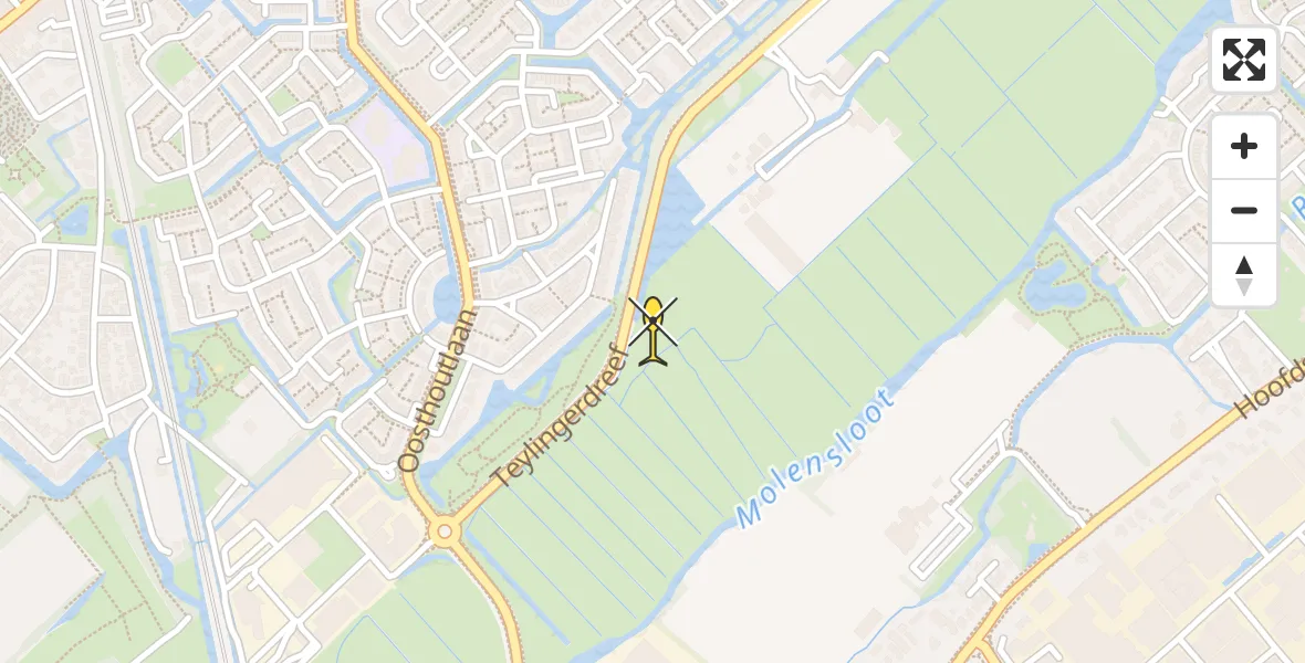 Routekaart van de vlucht: Lifeliner 1 naar Voorhout