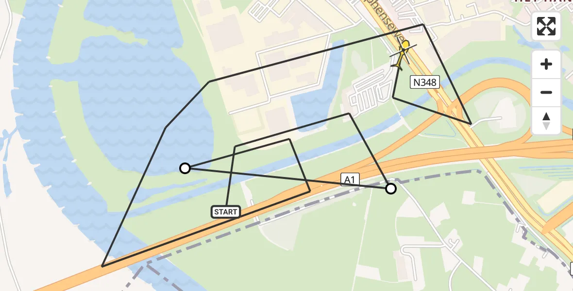 Vluchtroute Politiehelikopter van Deventer naar Deventer