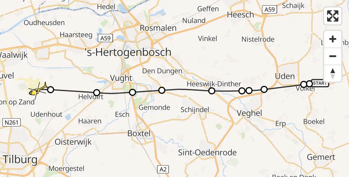 Routekaart van de vlucht: Lifeliner 3 naar Drunen, Venstraat