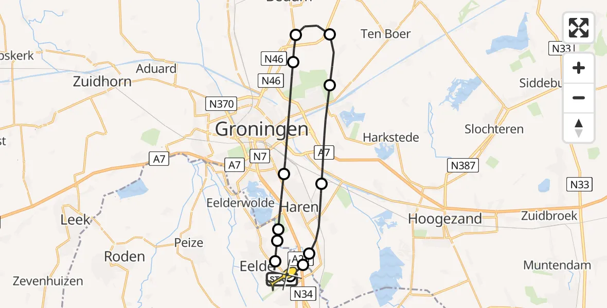 Routekaart van de vlucht: Lifeliner 4 naar Groningen Airport Eelde, Machlaan