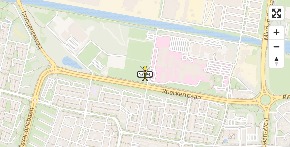 Routekaart van de vlucht: Lifeliner 3 naar Tilburg, Brugstraat