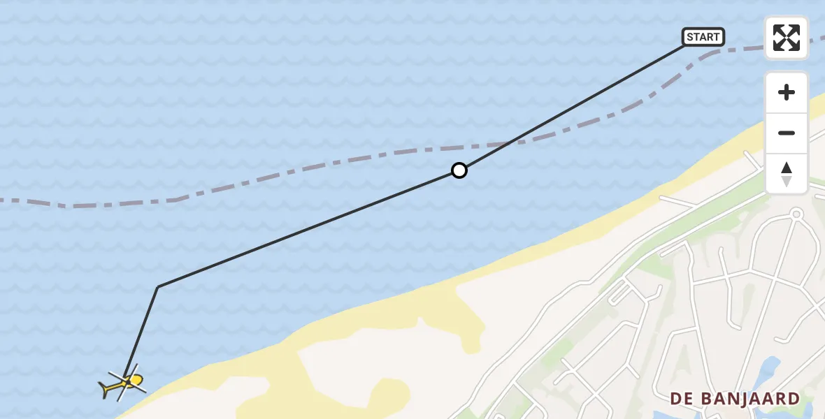 Routekaart van de vlucht: Lifeliner 2 naar Kamperland, Veersegatdam
