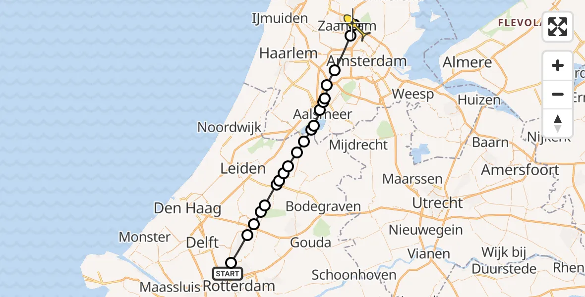 Routekaart van de vlucht: Lifeliner 2 naar Oostzaan, Coentunnelweg