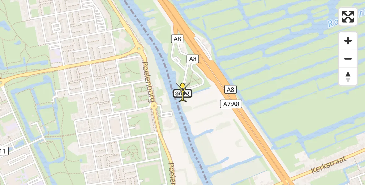 Routekaart van de vlucht: Lifeliner 2 naar Oostzaan, Poelenburg