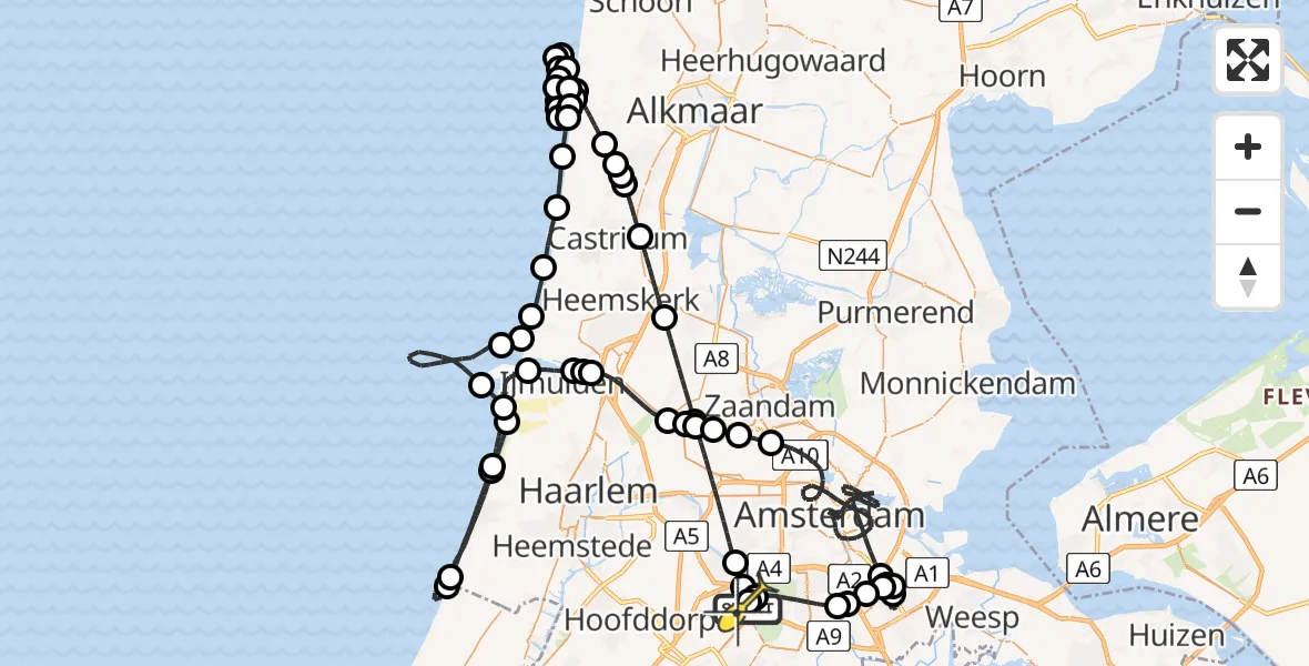 Routekaart van de vlucht: Politieheli naar Schiphol, Schipholweg