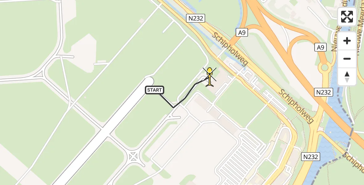 Vluchtroute Politiehelikopter van Schiphol naar Schiphol