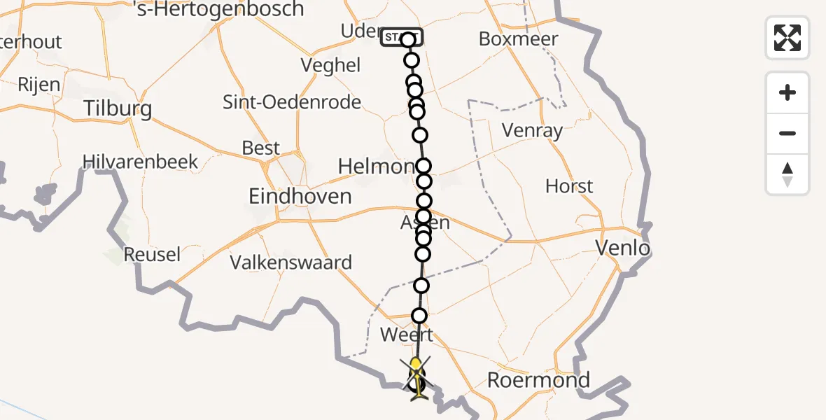 Routekaart van de vlucht: Lifeliner 3 naar Stramproy, Rogstraat