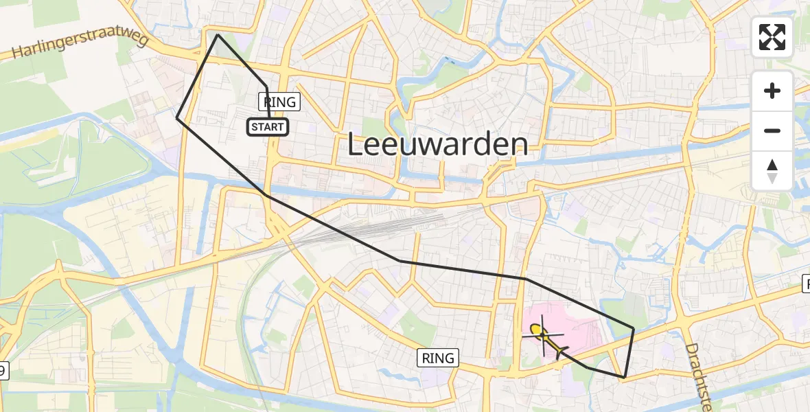 Routekaart van de vlucht: Lifeliner 4 naar Leeuwarden, Balthasar Bekkerwei