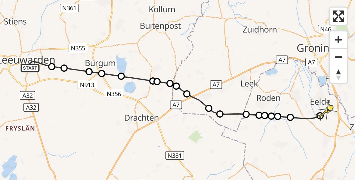 Routekaart van de vlucht: Lifeliner 4 naar Groningen Airport Eelde, Van Asbeckstraat