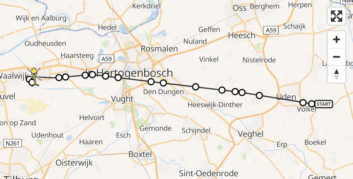 Routekaart van de vlucht: Lifeliner 3 naar Drunen, Zeelandsedijk