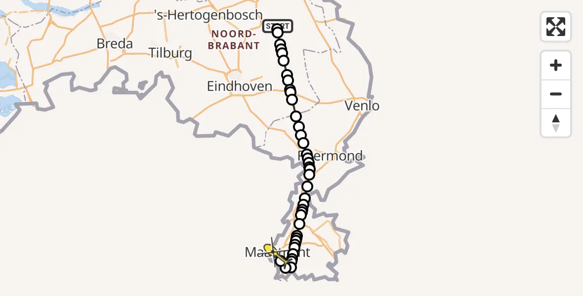 Routekaart van de vlucht: Politieheli naar Maastricht, Rouwstraat