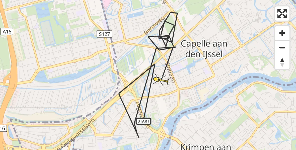 Routekaart van de vlucht: Politiehelikopter naar Capelle aan den IJssel, Slotlaan