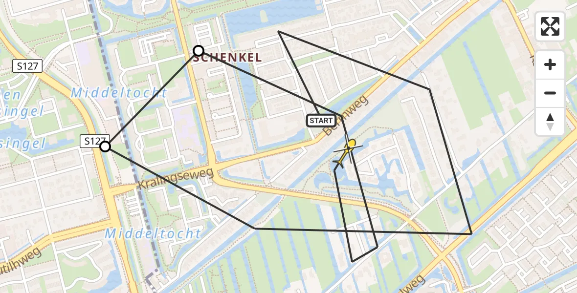 Routekaart van de vlucht: Politiehelikopter naar Capelle aan den IJssel, Merelhoven