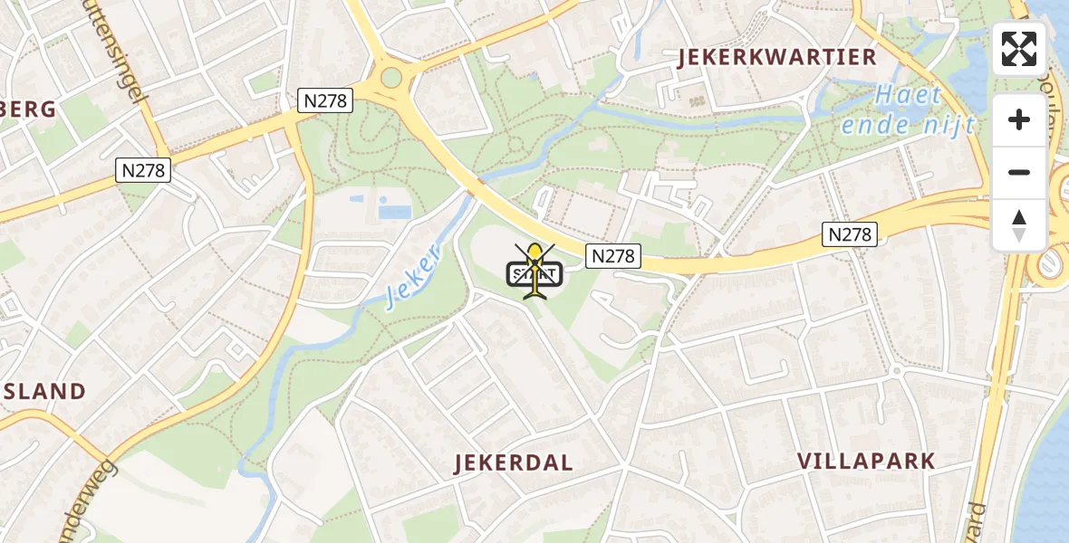 Routekaart van de vlucht: Politiehelikopter naar Maastricht, Prins Bisschopsingel