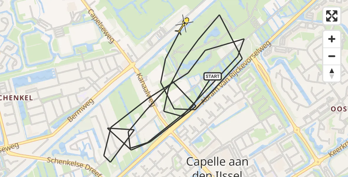 Routekaart van de vlucht: Politiehelikopter naar Capelle aan den IJssel, Bermweg
