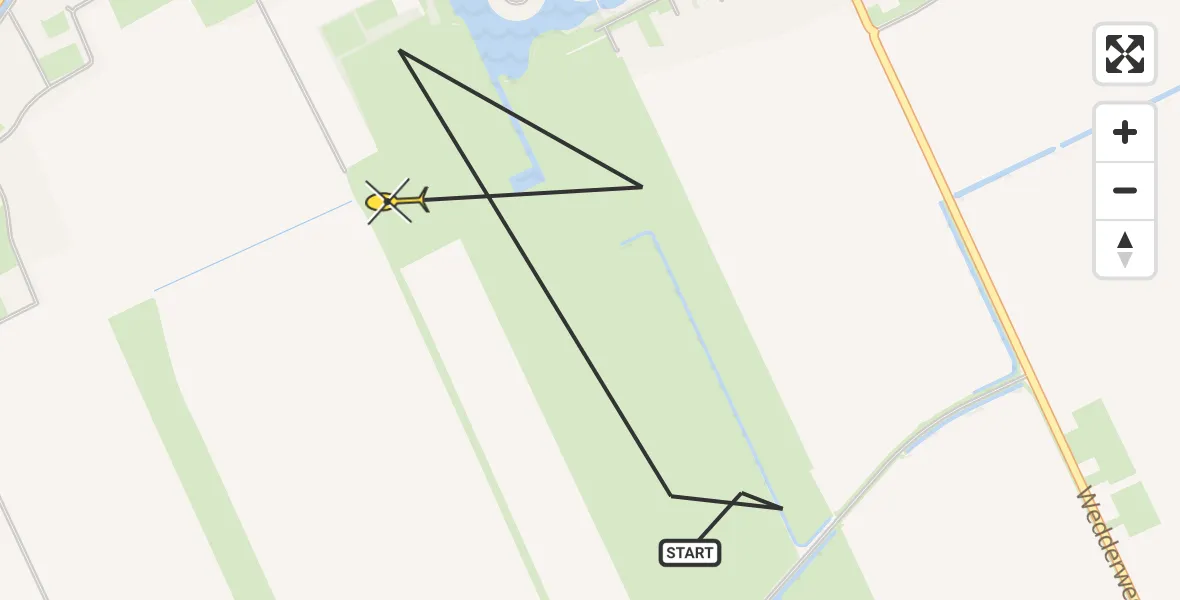 Routekaart van de vlucht: Politiehelikopter naar Oude Pekela, Compagniesterwijk