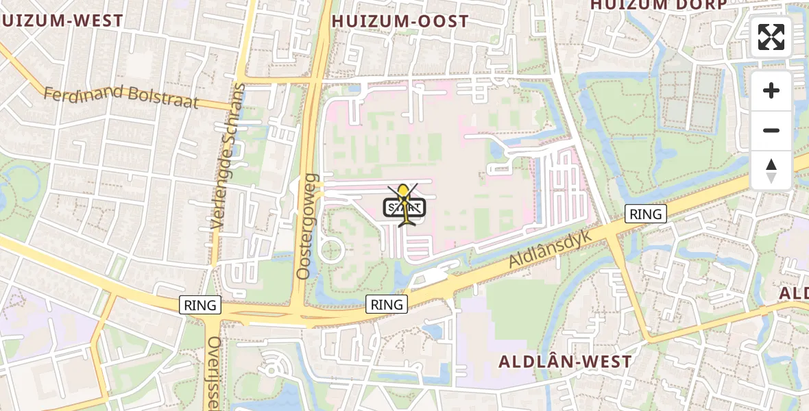 Routekaart van de vlucht: Lifeliner 4 naar Leeuwarden, Aldlânsdyk