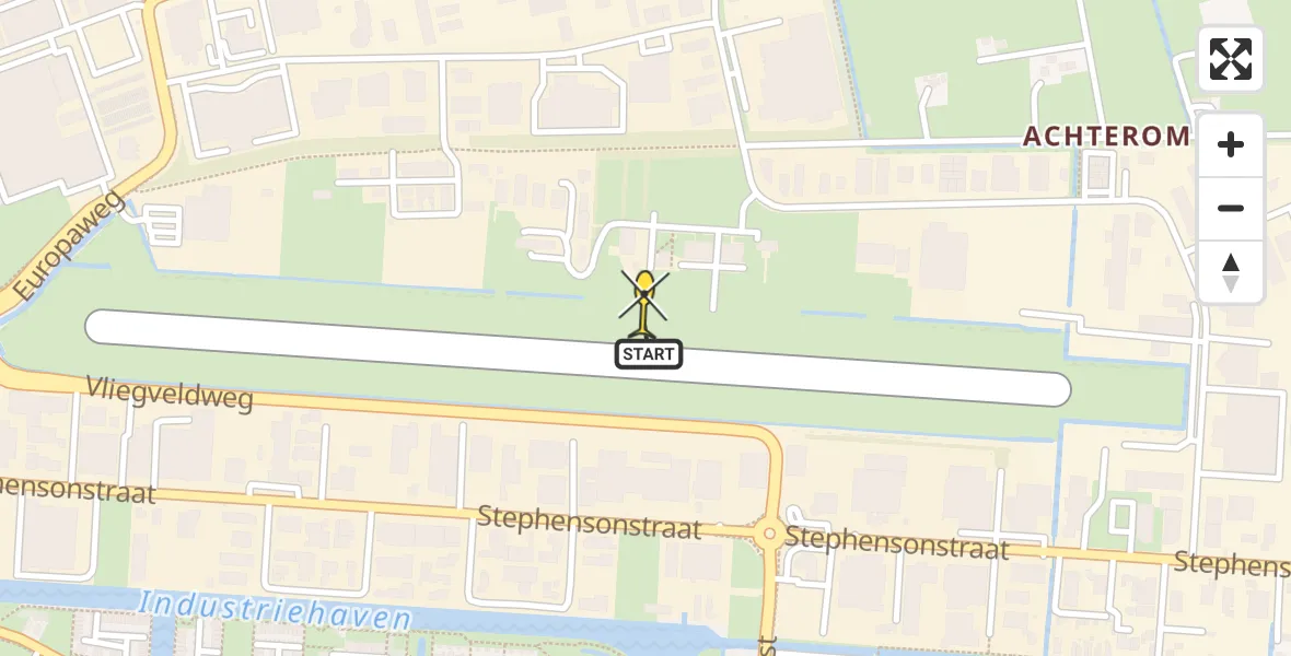 Routekaart van de vlucht: Politiehelikopter naar Vliegveld Hoogeveen, Plesmanstraat