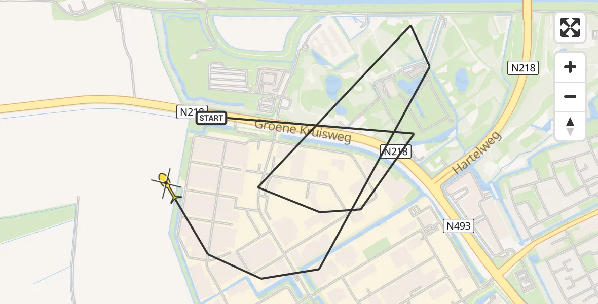 Routekaart van de vlucht: Politiehelikopter naar Spijkenisse, Oprelseweg