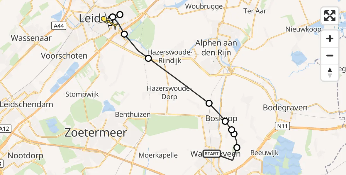 Routekaart van de vlucht: Politieheli naar Leiden, Polderpad
