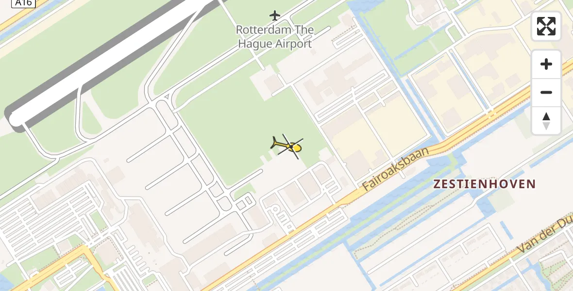 Routekaart van de vlucht: Politieheli naar Rotterdam The Hague Airport
