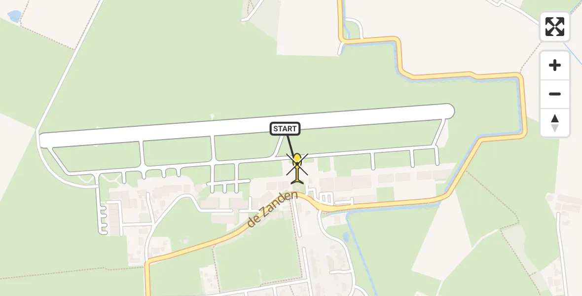 Routekaart van de vlucht: Politieheli naar Vliegveld Teuge, de Zanden